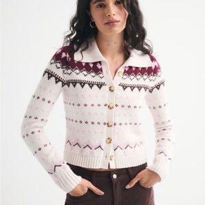 Abercrombie & Fitch Fairisle Collared Cardigan Large NWT
